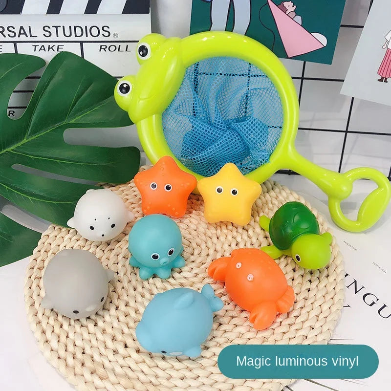 LED Light Up Floating Frog Bath Toy for Kids - Soft Rubber Swimming Toy