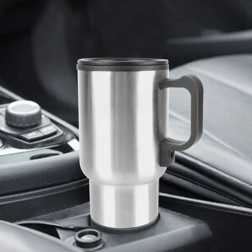 CowLost | stainless-steel-vehicle-heating-cup-12v-450ml-water-coffee-milk-thermal-mug-camping-travel-kettle-electric-heating-car-kettle |4
