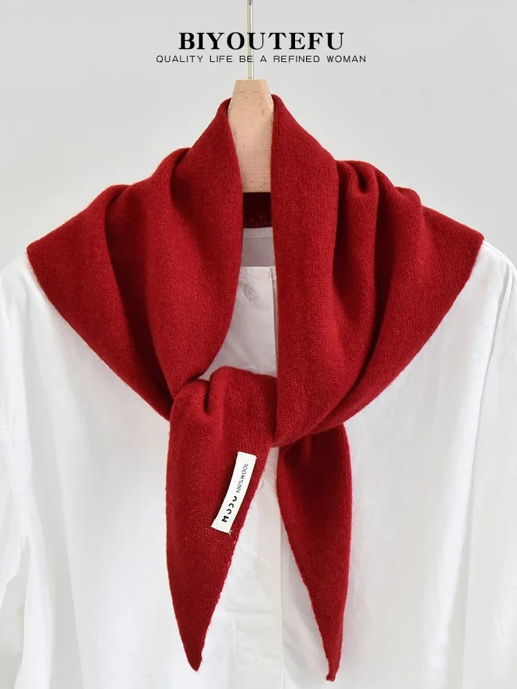 CowLost | australian-wool-knitted-triangle-scarf-shawl-womens-autumn-winter-warm-neck-protection-scarf |23