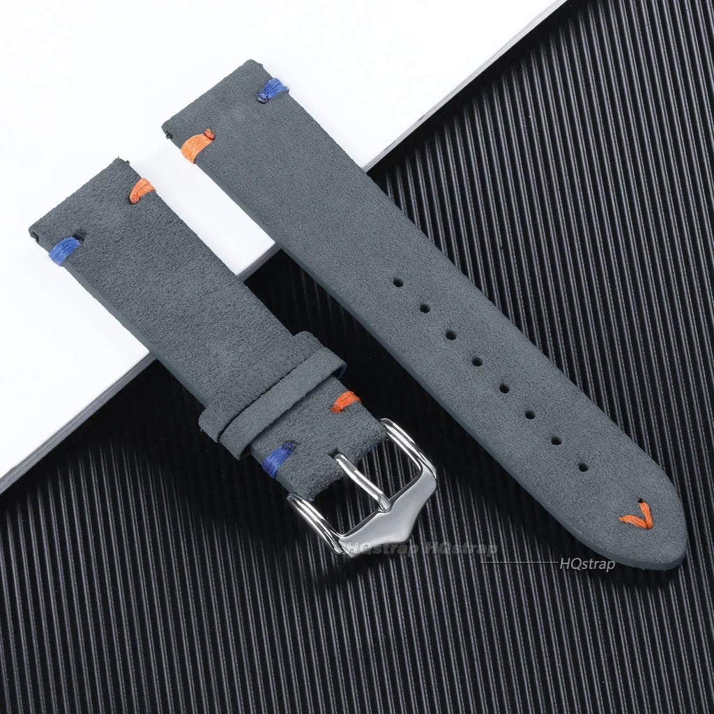 CowLost | 18mm-20mm-22mm-vintage-suede-leather-watch-strap-for-seiko-for-samsung-watch-5-4-3-handmade-stitching-quick-release-bracelet |9
