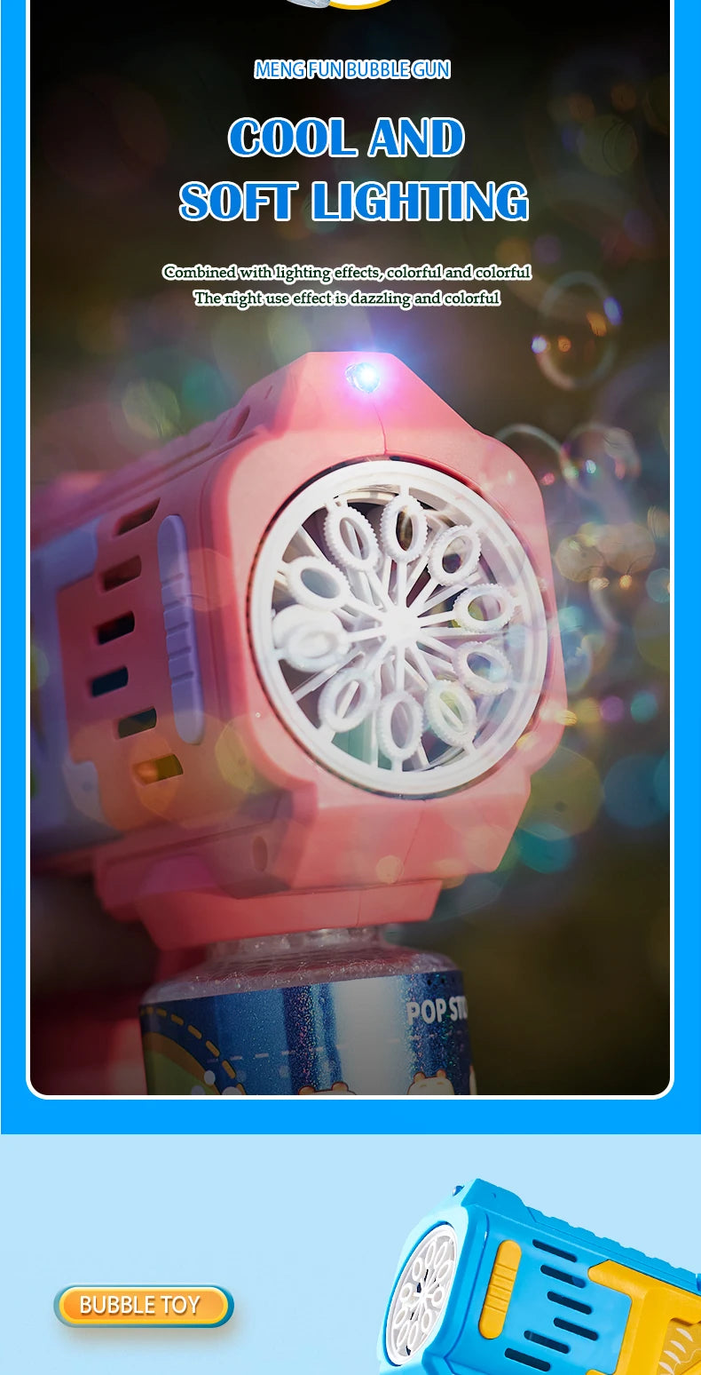 CowLost | product_id-electric-bubble-gun-toy-with-colorful-lights-outdoor-summer-puzzle-gift-no-bubble-liquid-or-battery-included |12