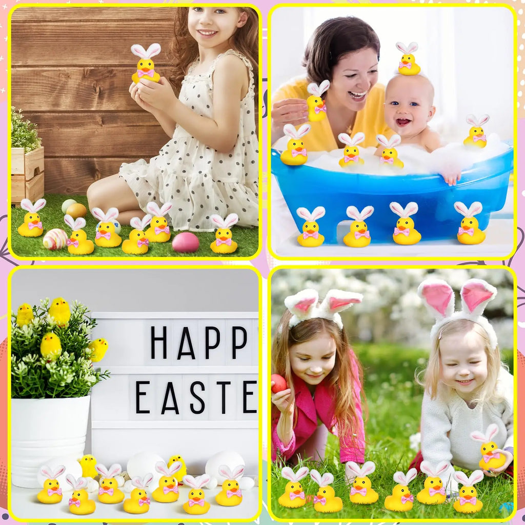 CowLost | product_id-easter-rubber-duck-set-with-plush-rabbit-ears-bow-6-12-24-36-pieces-bath-toys-holiday-decor |6