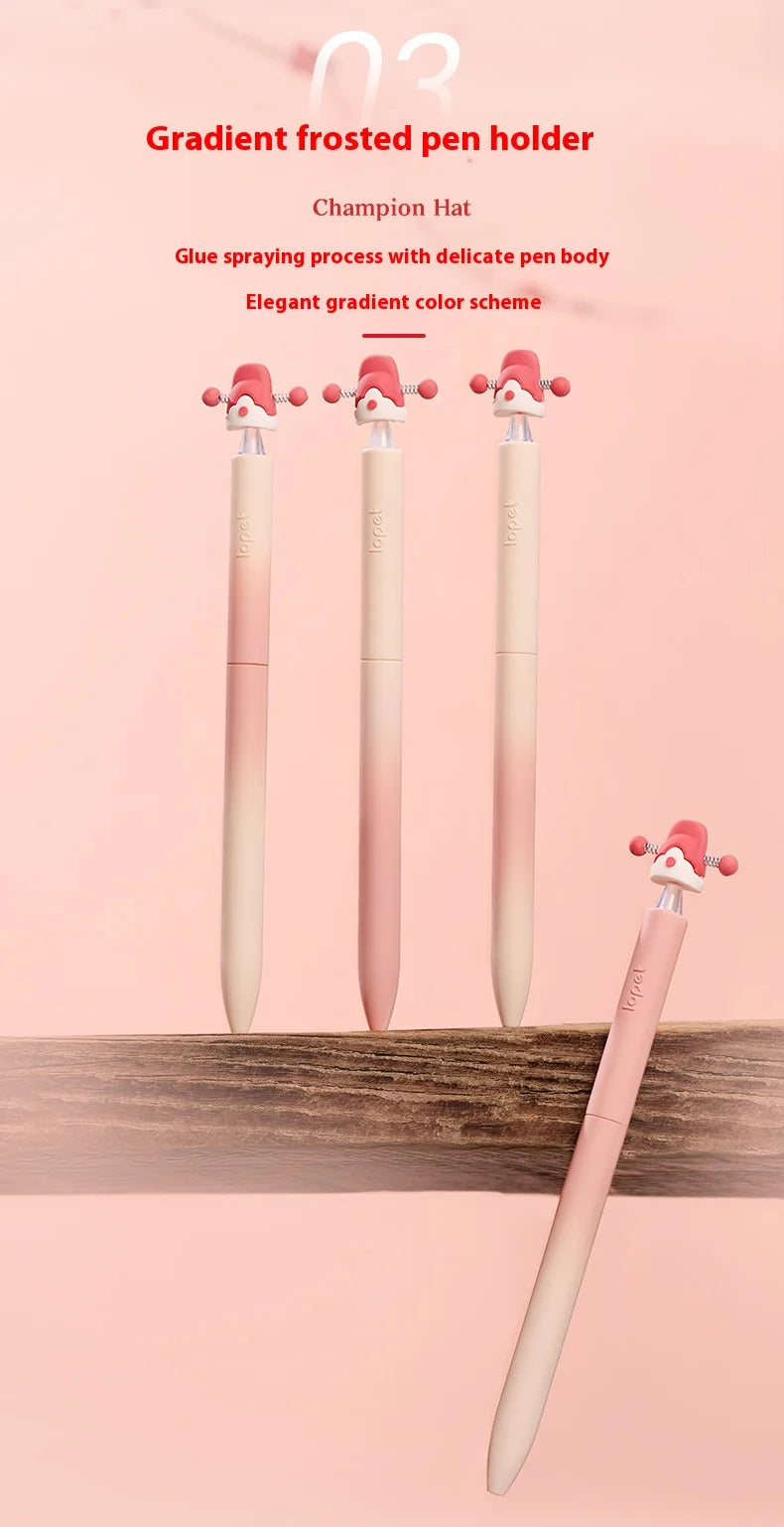 CowLost | product_id-4pcs-lopet-kawaii-lucky-hat-gel-pens-0-5mm-st-tip-quick-drying-refillable-large-capacity-ideal-for-school-exams |10