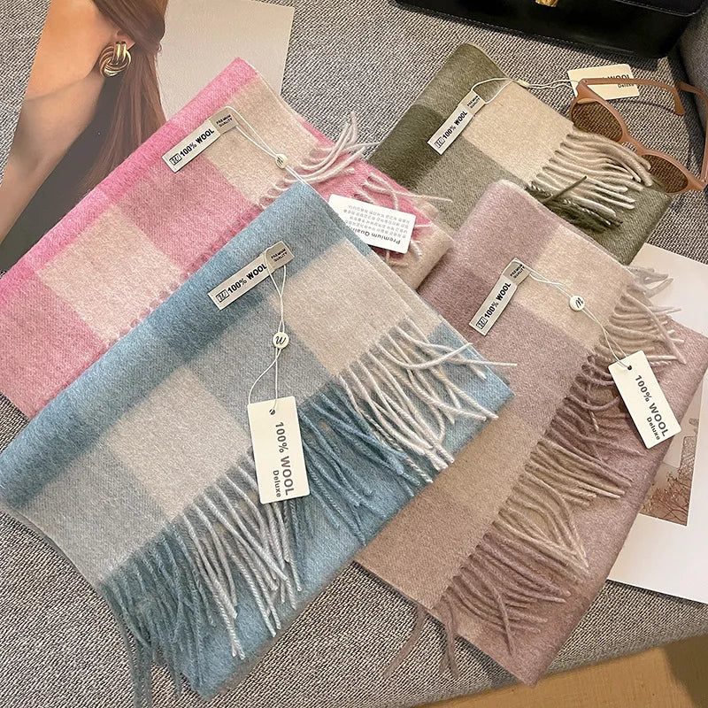 CowLost | australian-wool-winter-plaid-cashmere-scarf |4