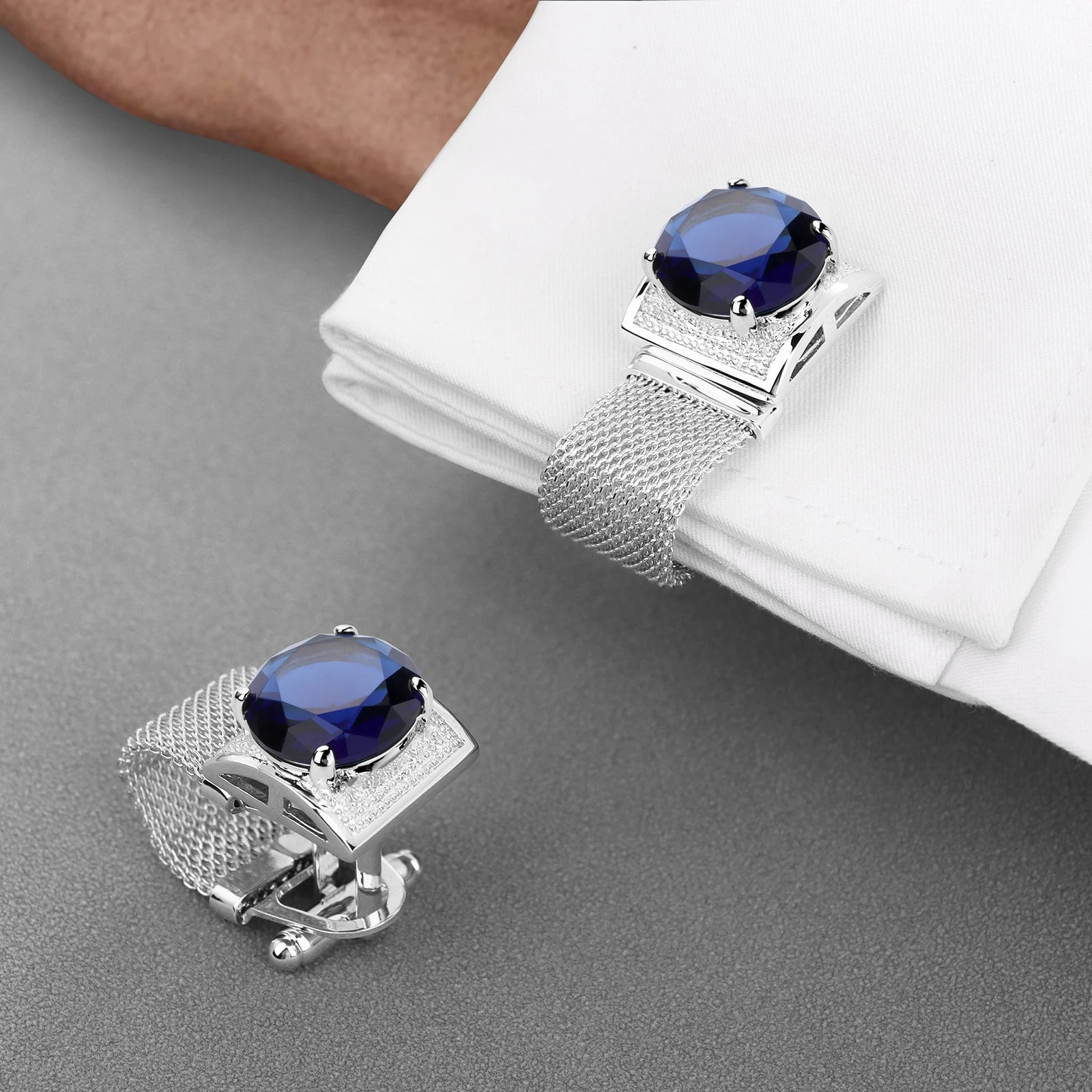 CowLost | clothing-accessories-hawson-mens-silver-birthstone-crystal-cufflinks-luxury |6