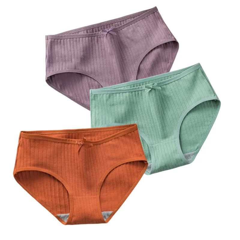 CowLost | product_id-3pcs-women-low-waist-solid-briefs-breathable-cotton-panties |18