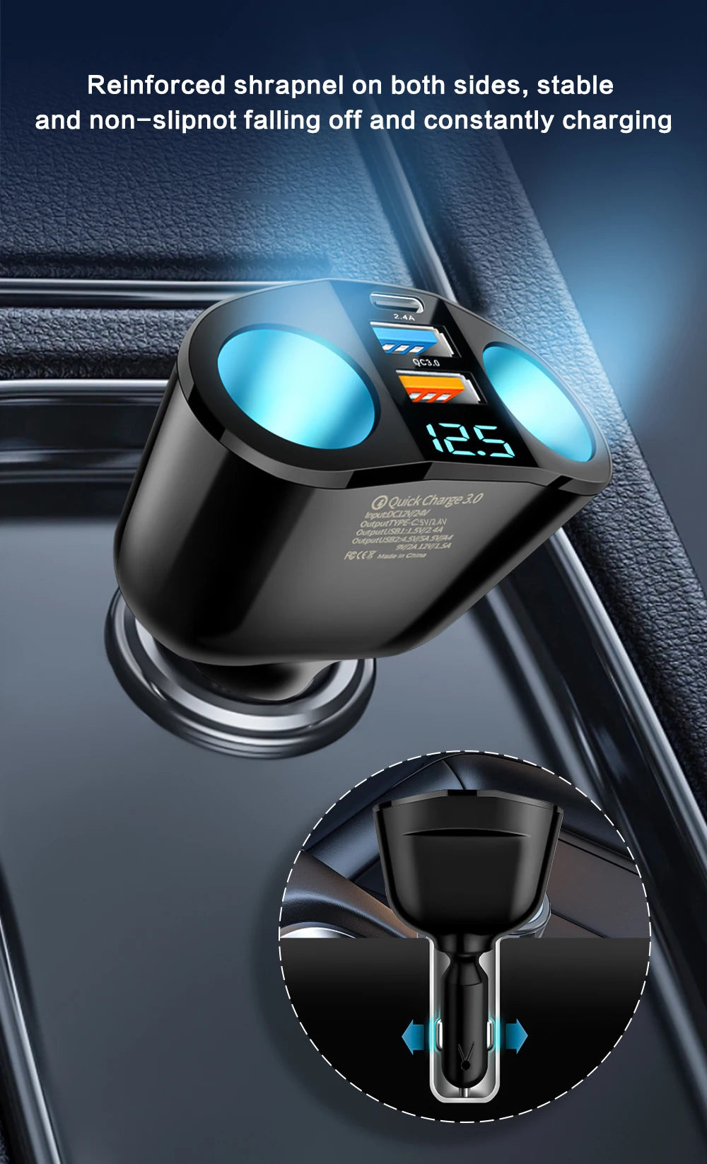 CowLost | product_id-baideluo-dual-port-car-charger-with-digital-display-and-qc3-0-usb-ports |11