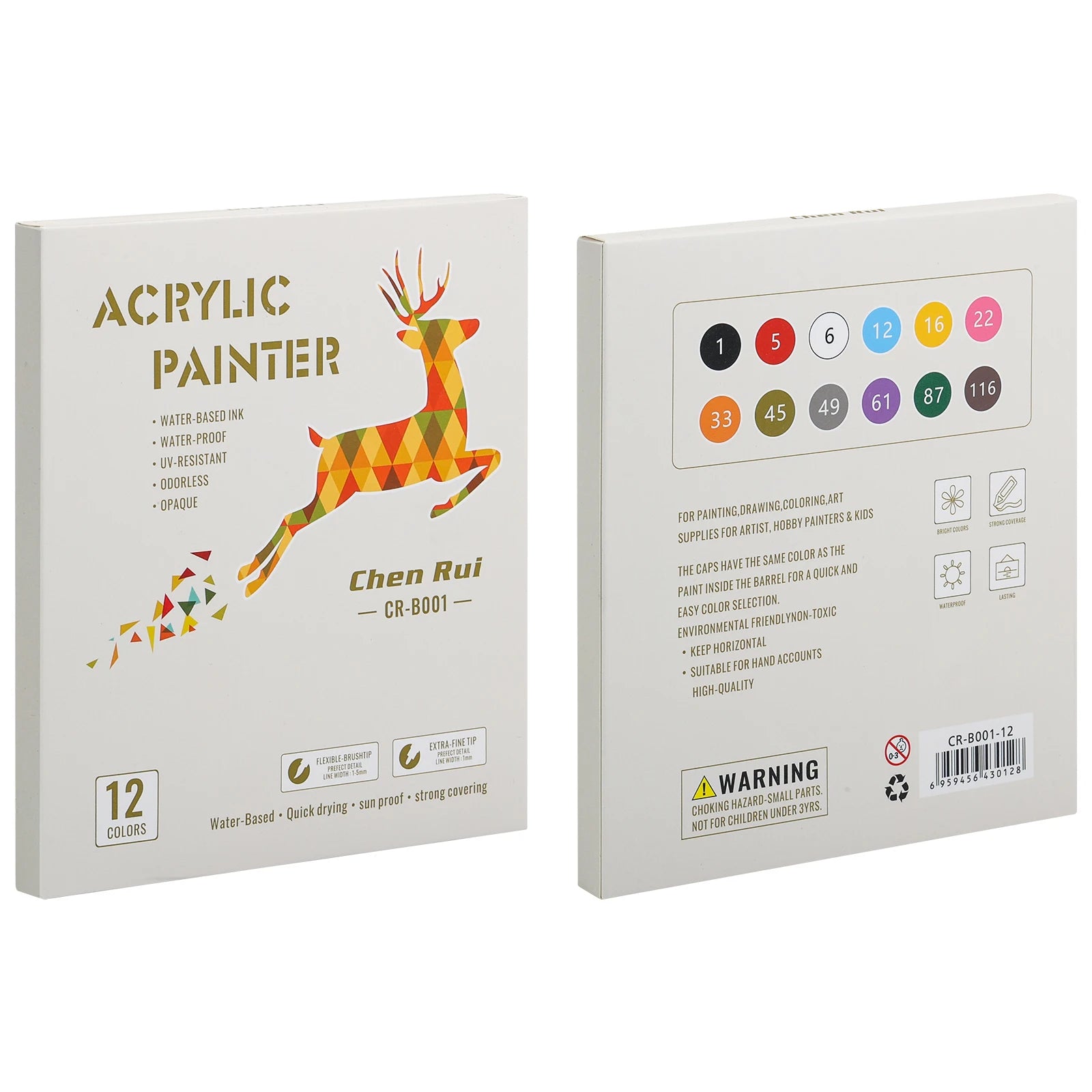 CowLost | product_id-chenrui-dual-tip-acrylic-paint-markers-60-80-colors-for-wood-canvas-glass-ceramic-diy-graffiti |12