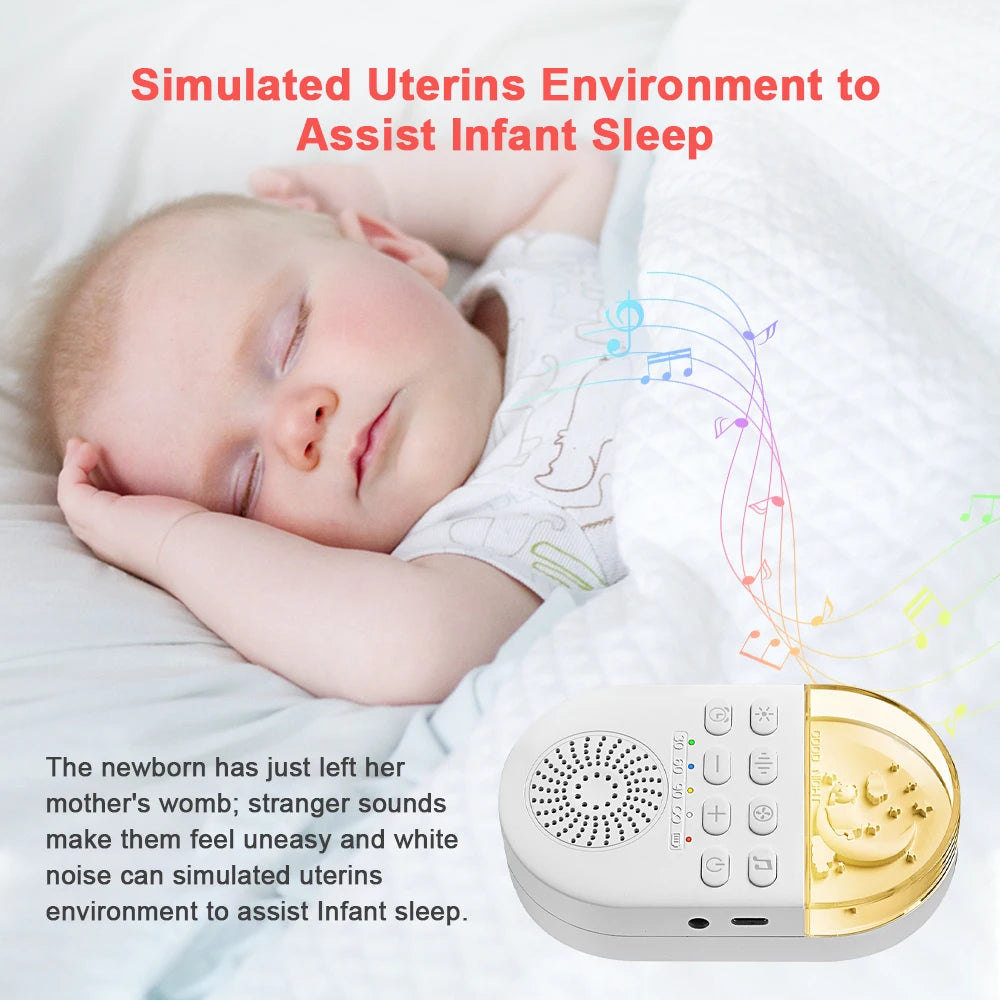 CowLost | portable-white-noise-baby-sleep-machine-24-soothing-sounds-soft-breath-light-30-60-90-timing-for-baby-adult-office-travel |4