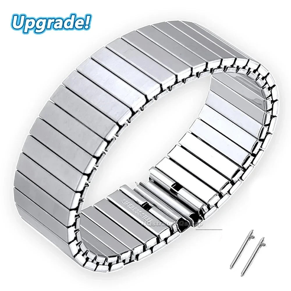 Elastic Stainless Steel Watch Band 14-22mm Metal Expansion Stretch Strap Wristband