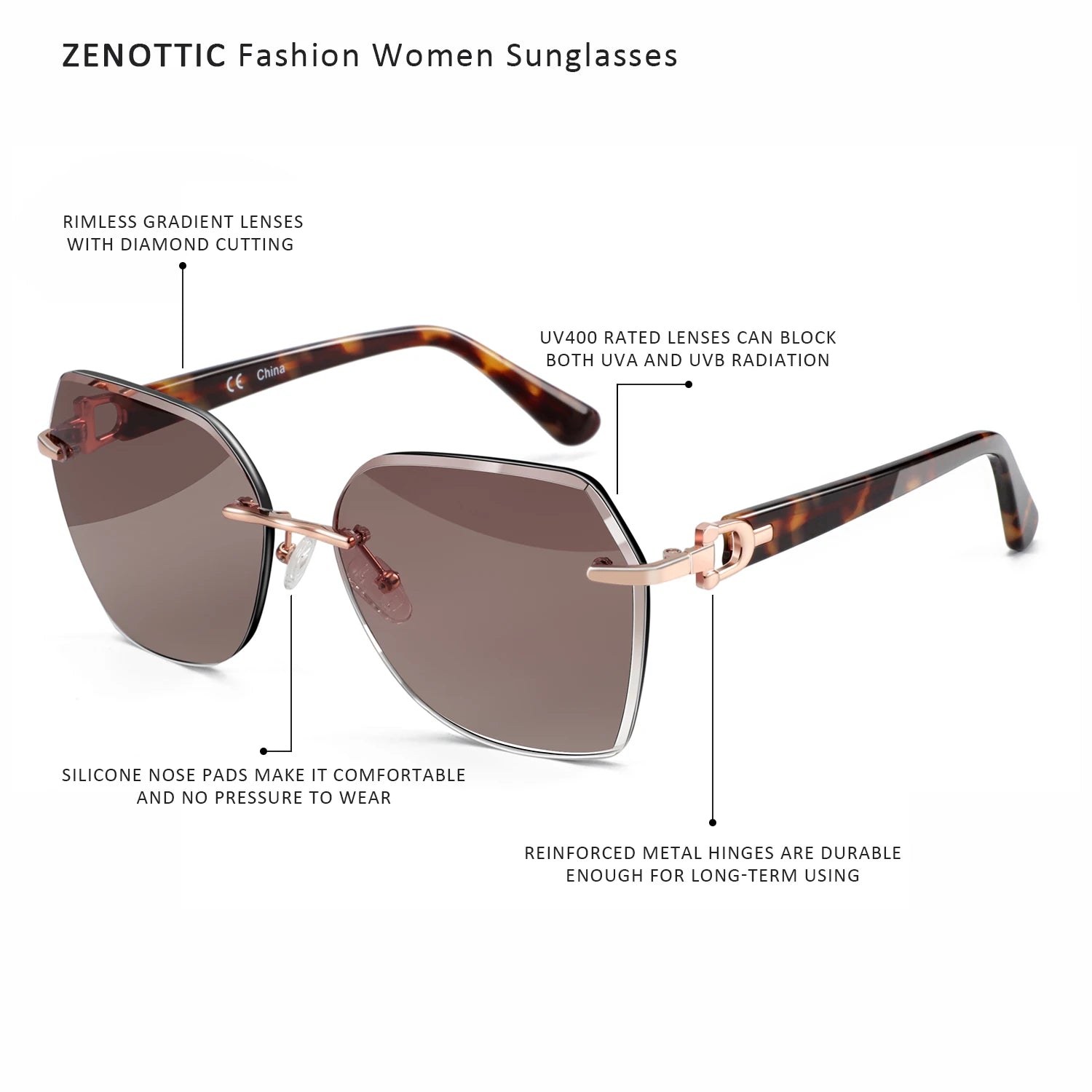 CowLost | zenottic-fashion-women-rimless-sunglasses-for-ladies-trendy-geometric-diamond-cutting-gradient-lens |13