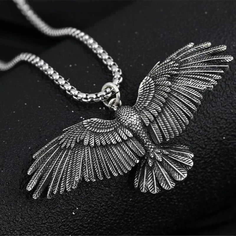 CowLost | product_id-2022-fashion-simple-compact-crow-raven-eagle-pendant-necklace-for-men-and-women |4