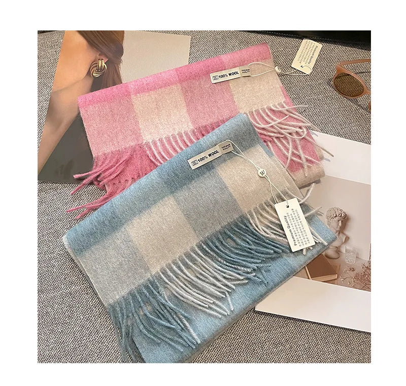 CowLost | australian-wool-winter-plaid-cashmere-scarf |15