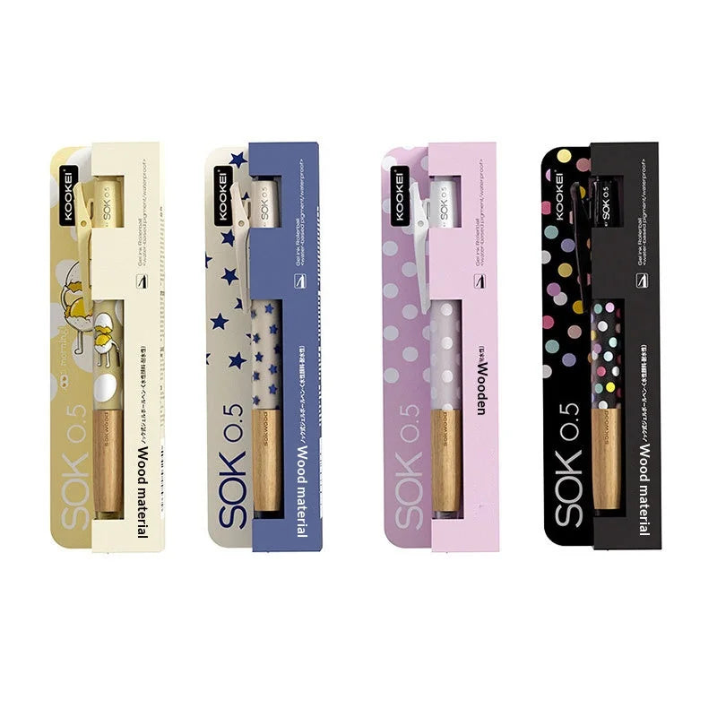CowLost | product_id-kookei-gel-pen-with-oak-wood-handle-smooth-0-5mm-st-nib-fast-dry-ink-polka-dot-design-for-students-professionals |6