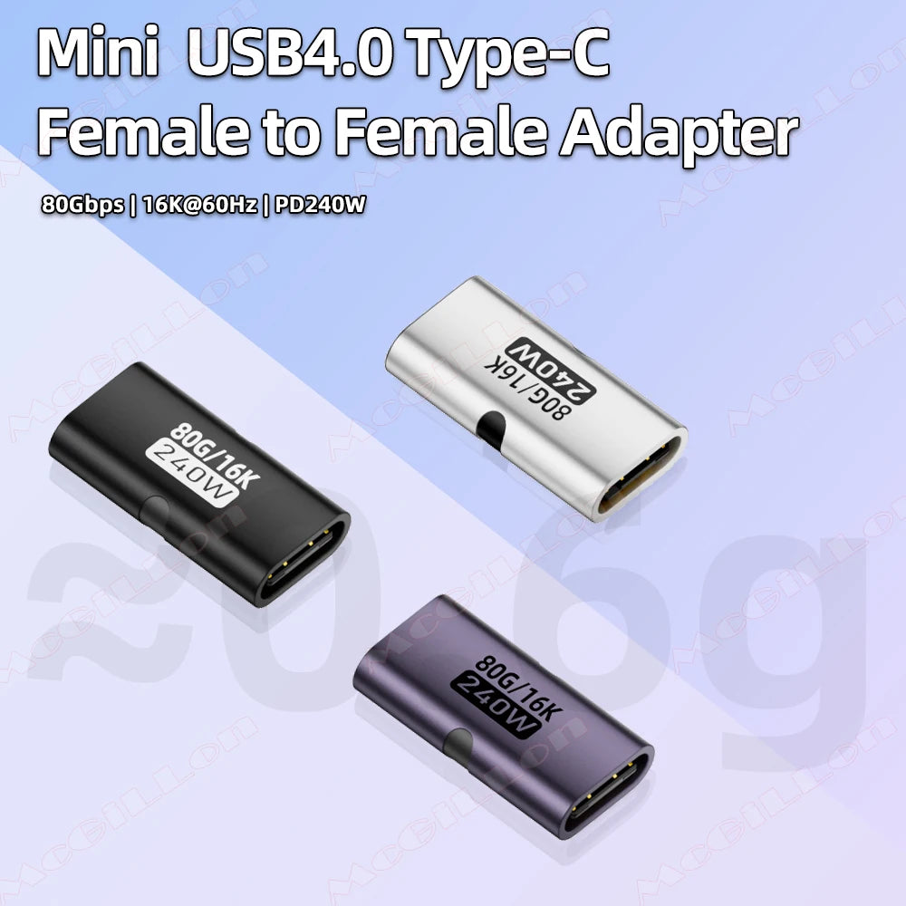 CowLost | video-product_id-pd240w-usb-c-female-to-female-otg-adapter-240w-pd3-1-fast-charging-80gbps-data-16k-60hz-video-support |1