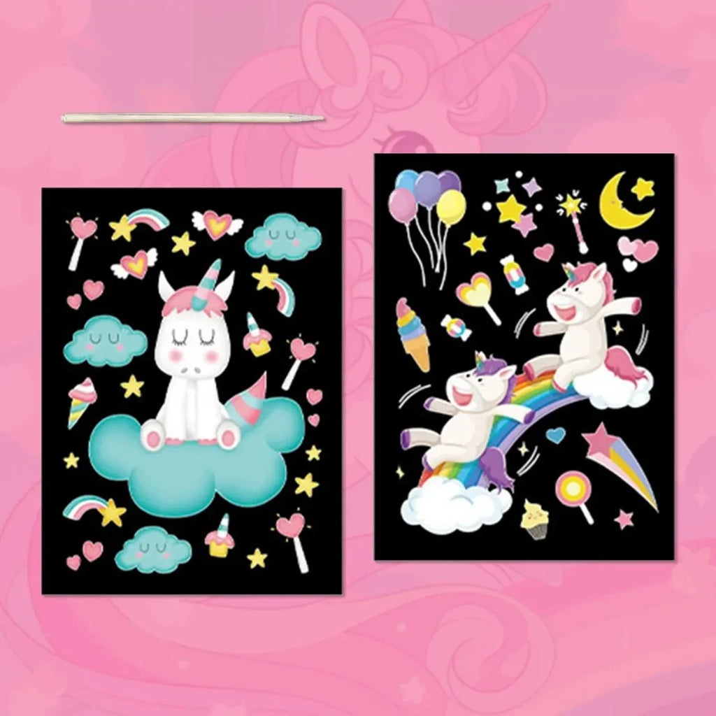 CowLost | product_id-9pcs-magic-rainbow-scratch-art-painting-kit-cartoon-animal-diy-educational-toy |7