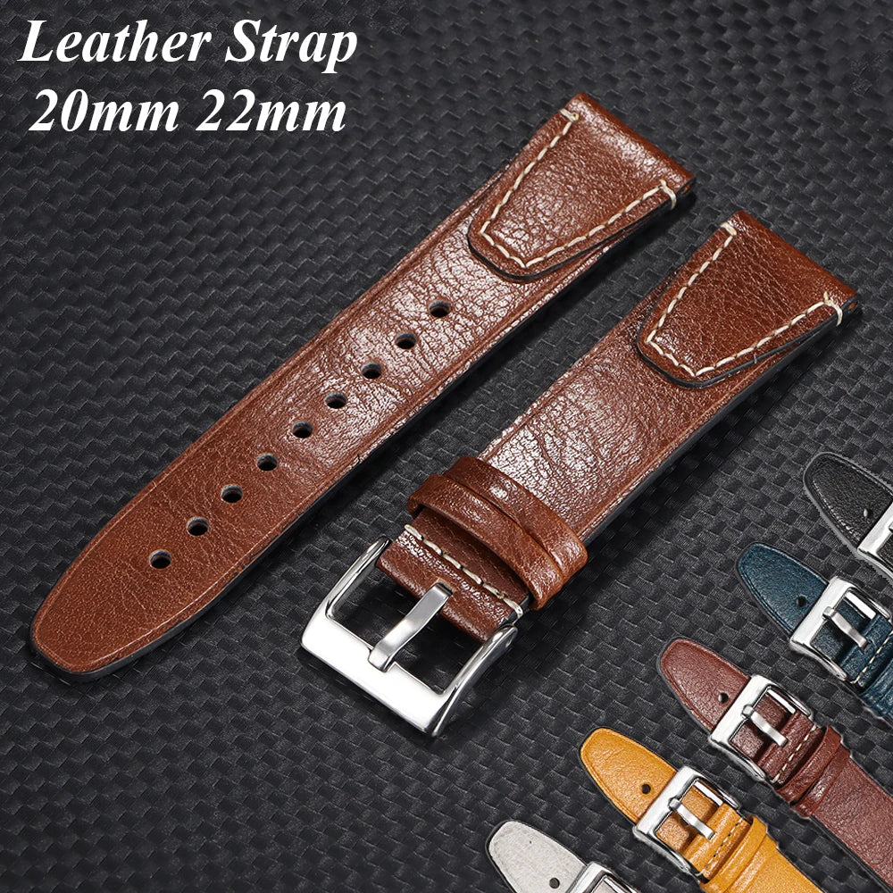 CowLost | product_id-vintage-oil-wax-cowhide-leather-watch-band-20mm-22mm-brown-stitching-for-seiko-samsung-universal |1
