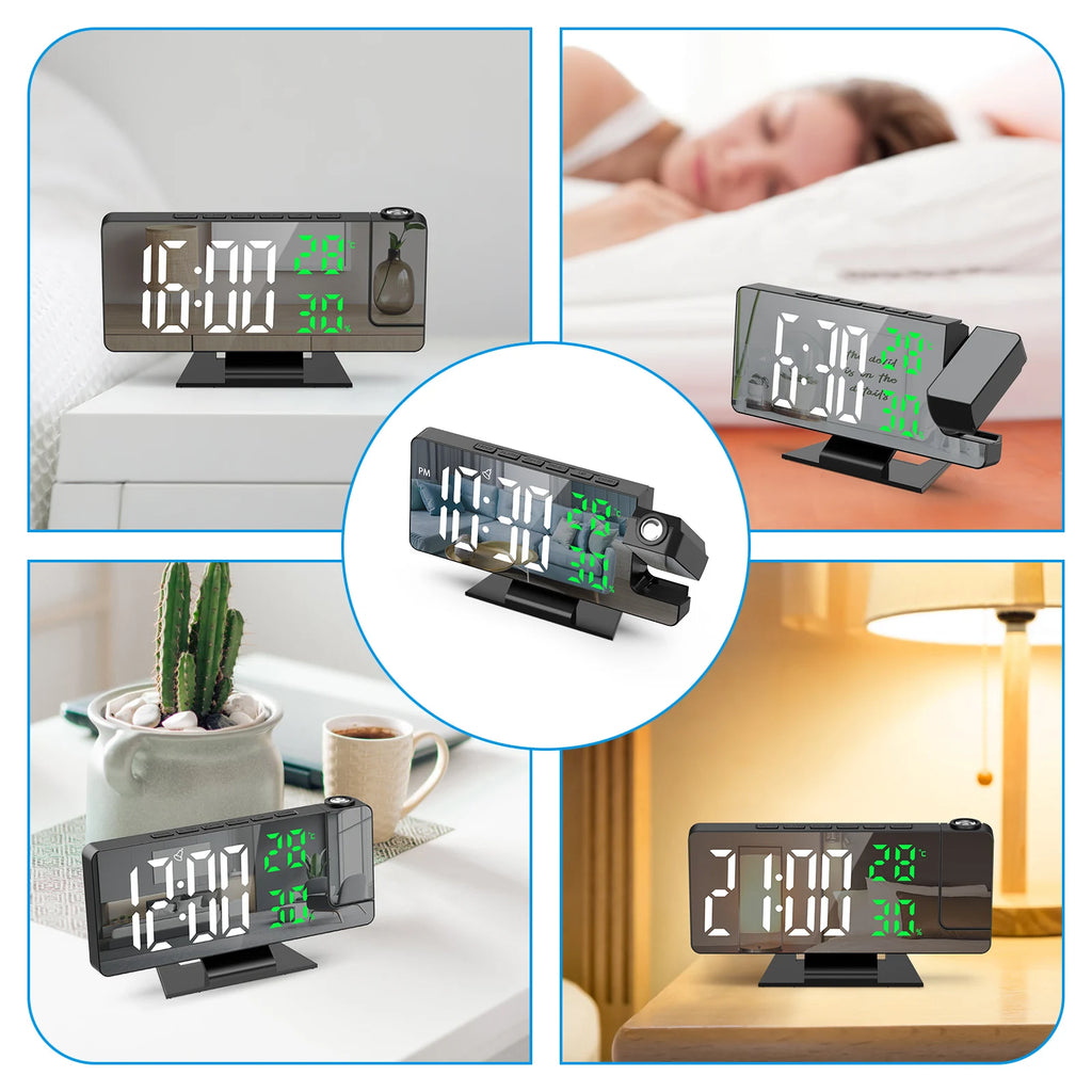 ORIA Digital Projection Alarm Clock with LED Temperature & Humidity Display for Home and Office
