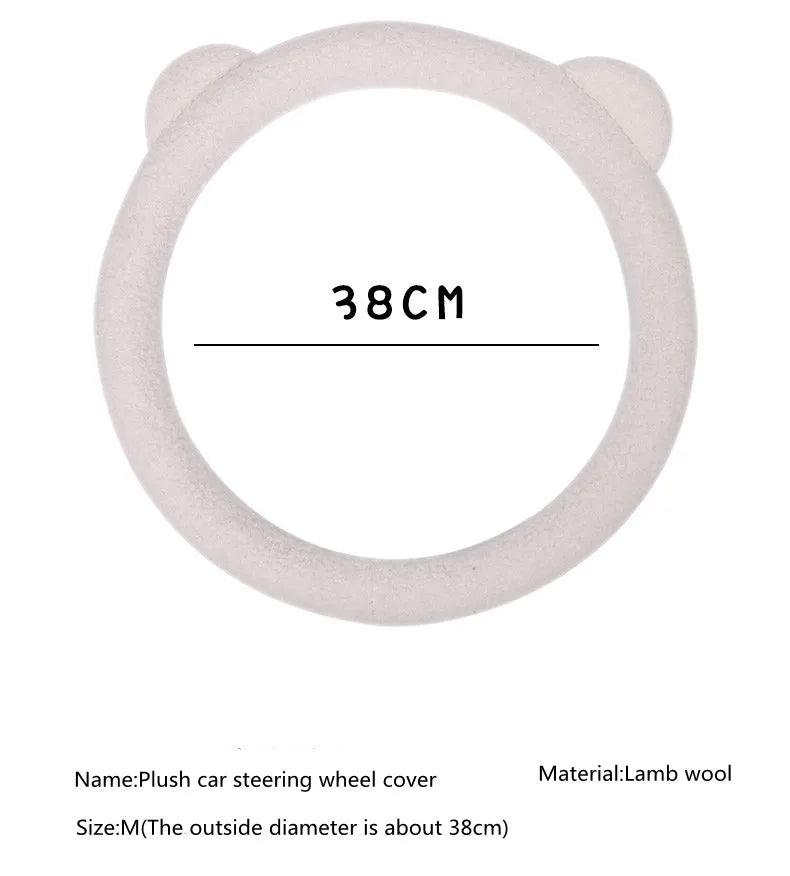 CowLost | winter-warm-soft-plush-cartoon-bear-ear-car-interior-accessories |13