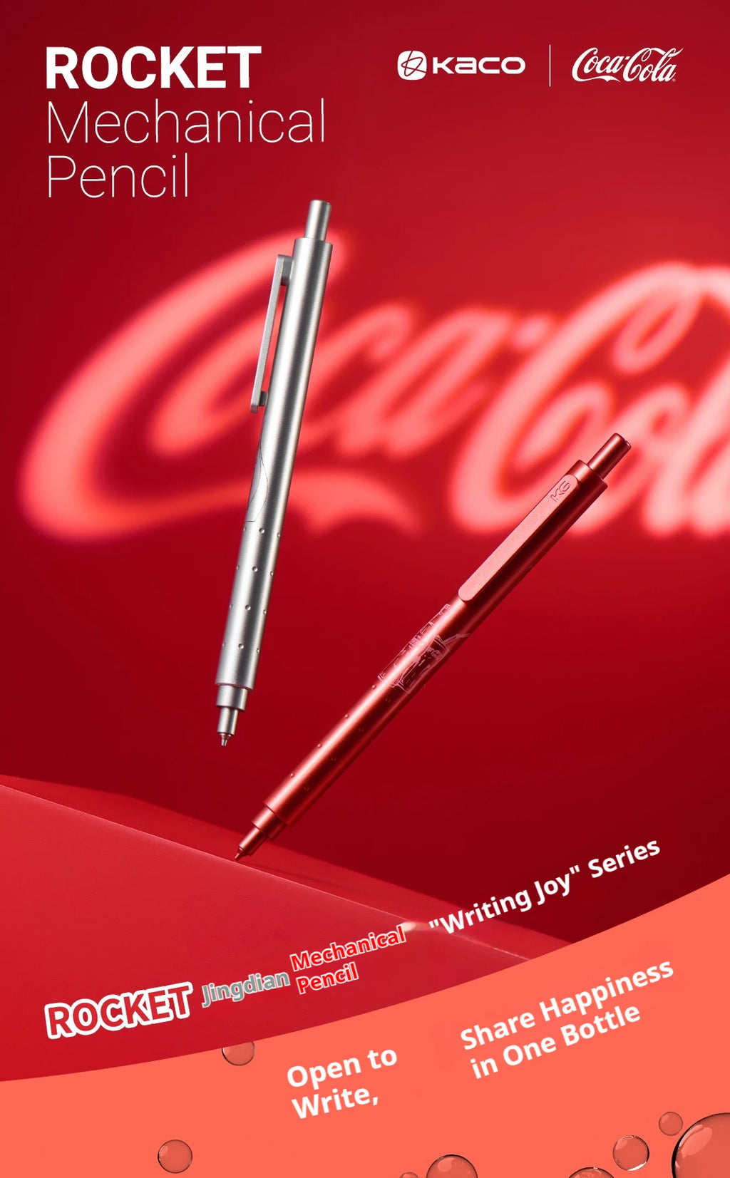 CowLost | product_id-kaco-coca-cola-rocket-0-5mm-mechanical-pencil-with-bubble-lines-break-resistant-hb-lead-smooth-writing |7