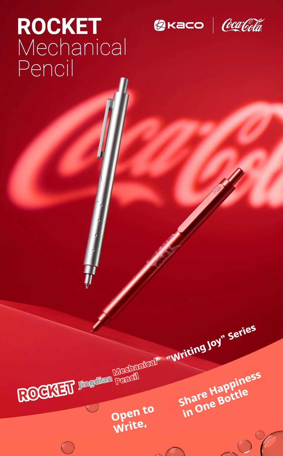 CowLost | product_id-kaco-coca-cola-rocket-0-5mm-mechanical-pencil-with-bubble-lines-break-resistant-hb-lead-smooth-writing |7