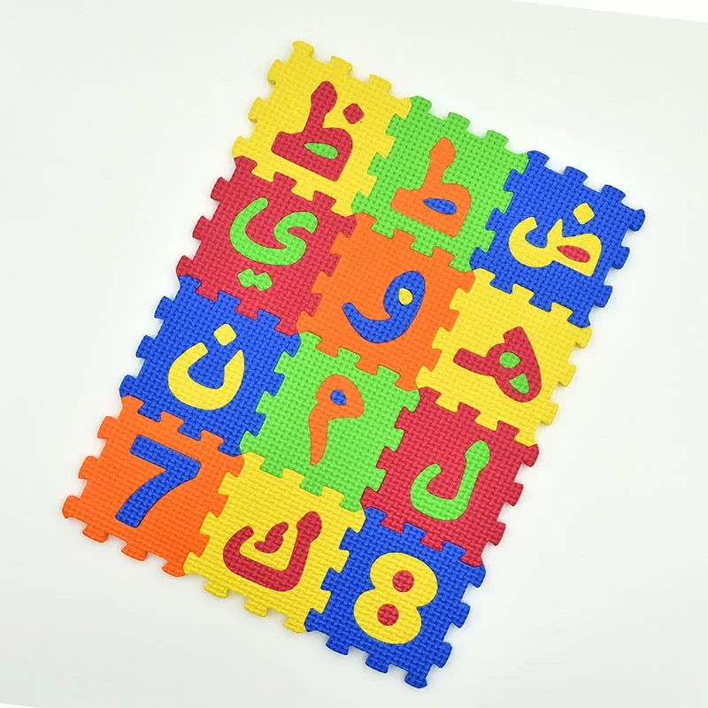 Arabic Alphabet and Number Puzzle Mats for Kids 28PCS Language & 8PCS Number Carpet Rugs