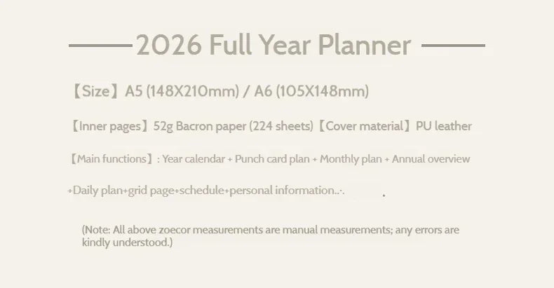 CowLost | product_id-kinbor-2026-annual-planner-224-sheets-52g-bachuan-paper-one-day-per-page-journal |10