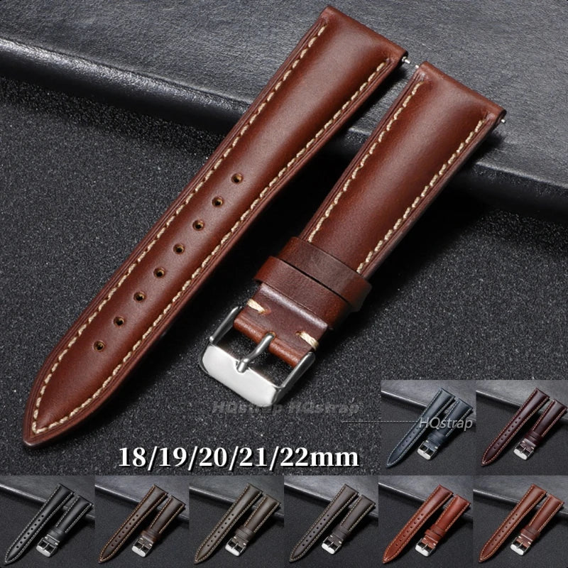 CowLost | bracelets-product_id-vintage-oil-wax-cowhide-leather-watch-strap-18-22mm-quick-release-pin-buckle-bracelet |8