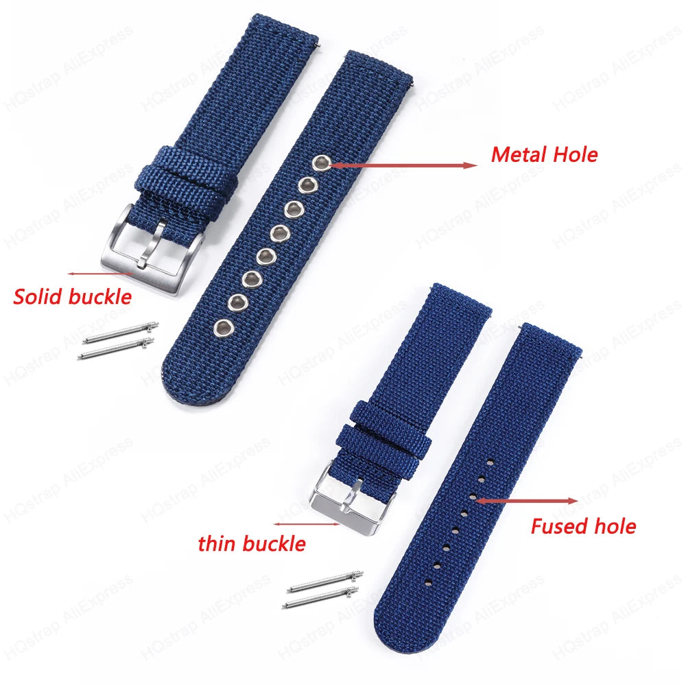 18mm 20mm 22mm Nylon Canvas Quick Release Strap for Samsung Galaxy Watch 4 5 3 Huawei