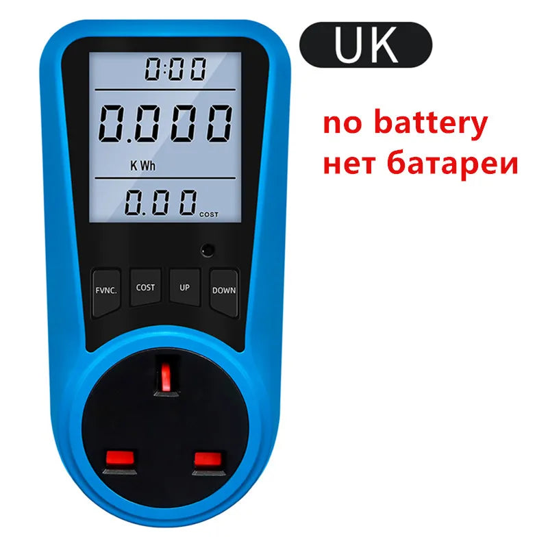 Digital Wattmeter Power Meter Voltmeter AC 220V LCD Backlight Energy Tester with EU US UK AU FR BR IT Plug