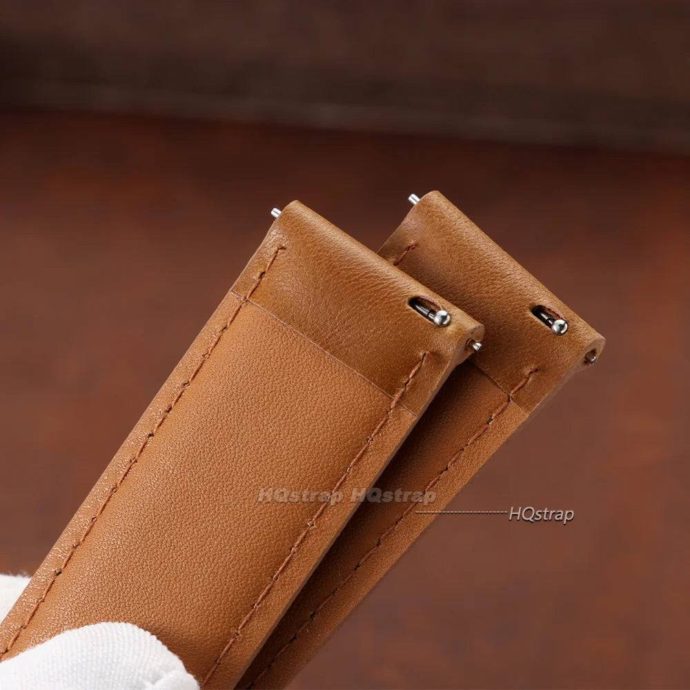 Vintage Leather Watchband 18-24mm Quick Release Pin Buckle for Seiko Unisex
