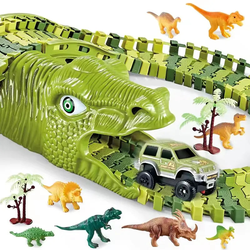CowLost | fencing-barriers-dinosaur-plastic-racing-track-set-with-electronic-car-toy |4