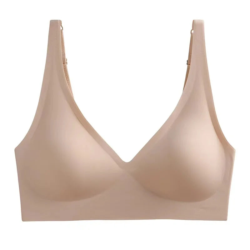 CowLost | soft-support-jelly-glue-french-deep-v-underwear-womens-no-steel-ring-small-chest-gathered-comfortable-adjustment-seamless-bra |27