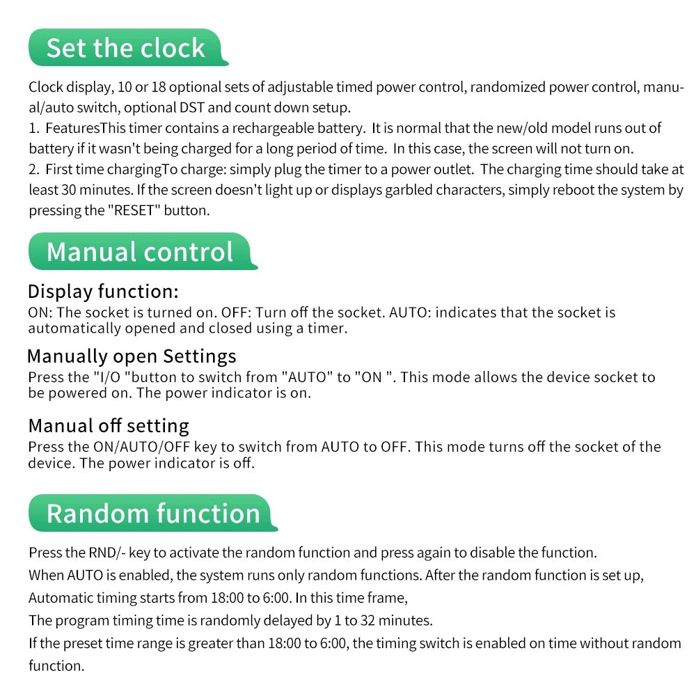 JUANJUAN Digital Programmable Timer Switch EU Plug LCD Display 10-Group Surge Protector 16A 3680W