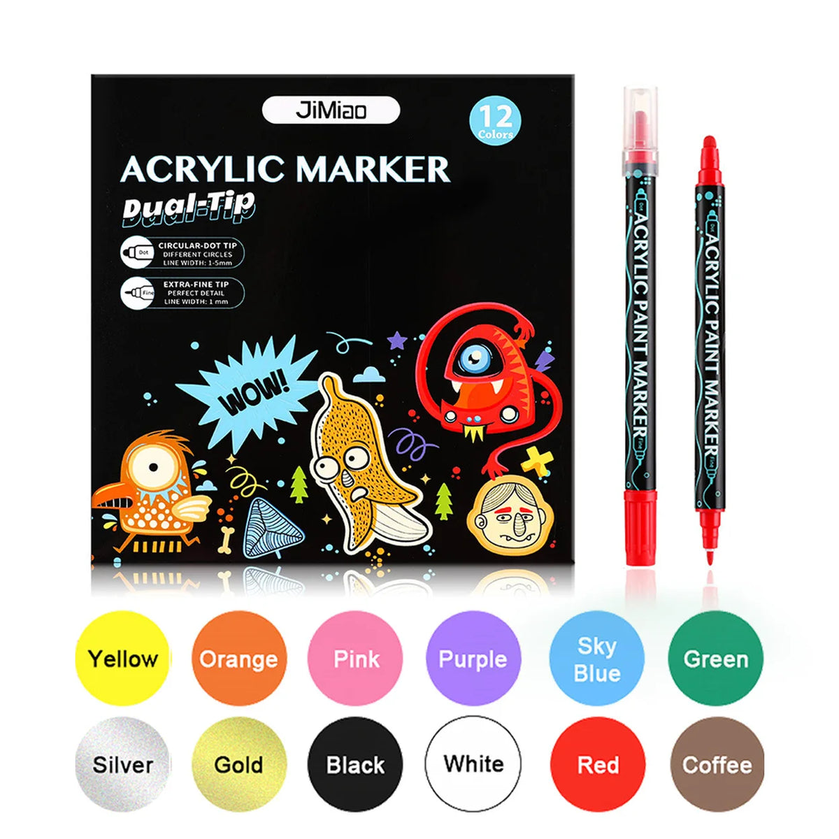 CowLost | markers-product_id-12-36-colors-dual-tip-acrylic-paint-markers-permanent-ink-art-pens-portable-coloring-set |16