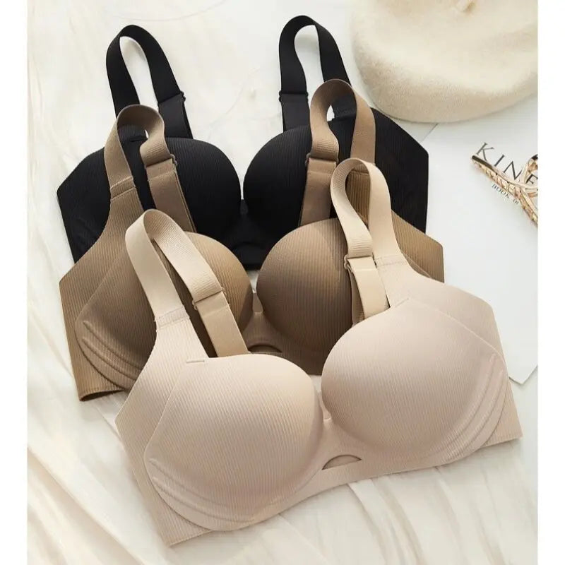 CowLost | push-up-bras-for-women-seamless-underwear-non-wired-no-rims-gathered-bra-adjustable-straps-fixed-size-cup-m-3xl-brassiere |4