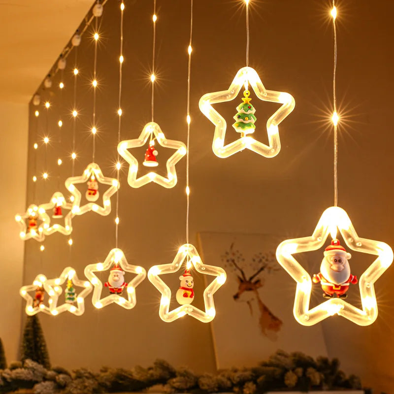 CowLost | product_id-led-usb-christmas-star-santa-curtain-string-lights-for-bedroom-and-living-room |8