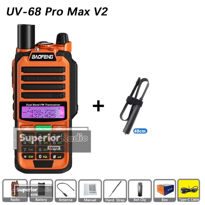 CowLost | mobile-phone-cases-baofeng-uv-68-pro-max-v2-walkie-talkie-ip67-waterproof-usb-c-charger-long-range-fm-radio-128-channels |38
