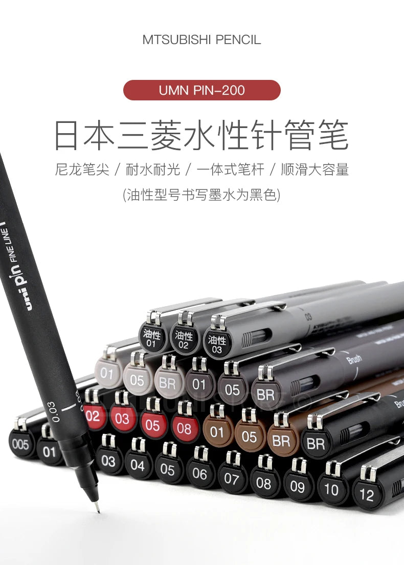 CowLost | 3-6-12pcs-japan-uni-pin-200-hook-drawing-pens-multi-specification-black-needle-pen-manga-design-drawing-stationery-art-supplies-1 |7