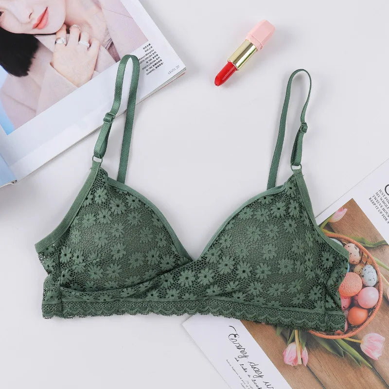 CowLost | product_id-floral-lace-v-neck-padded-non-wire-push-up-bralette-for-women |32
