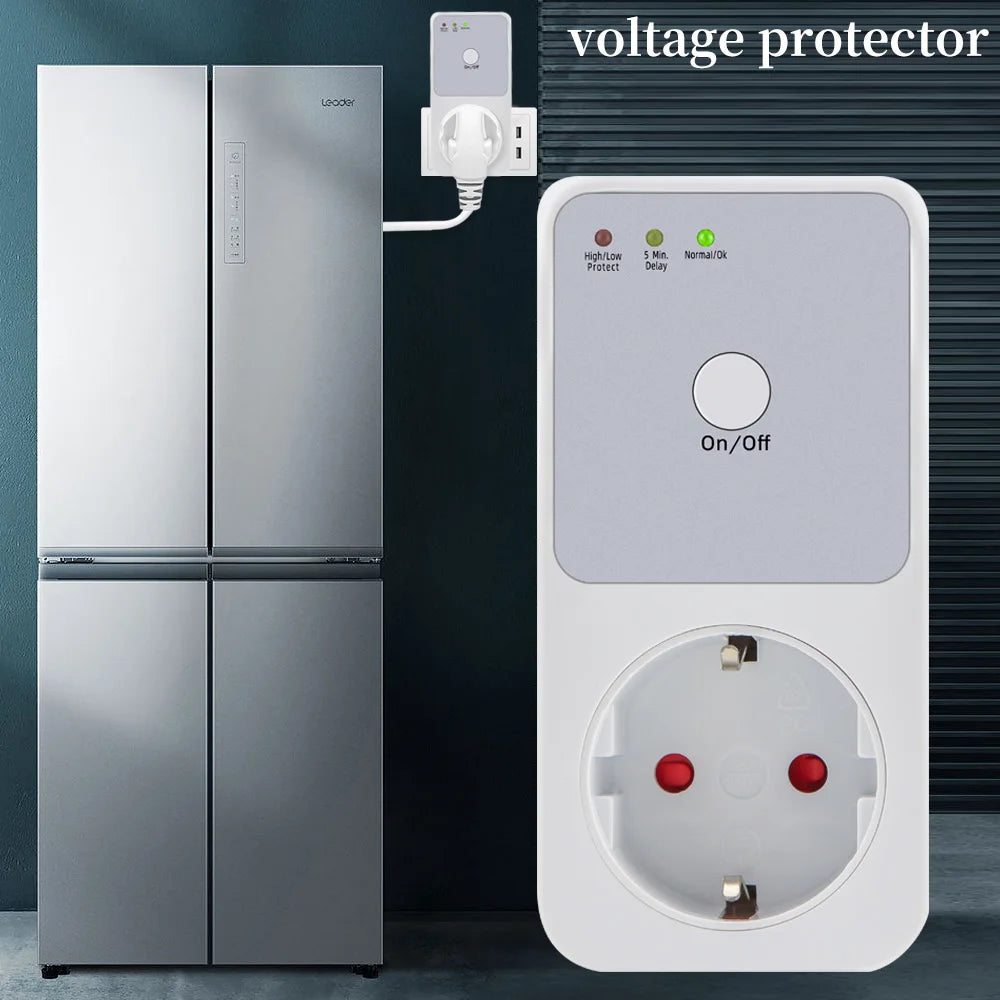 Automatic Voltage Protector Socket Switcher 220V EU Plug Power Surge Safe for Refrigerator