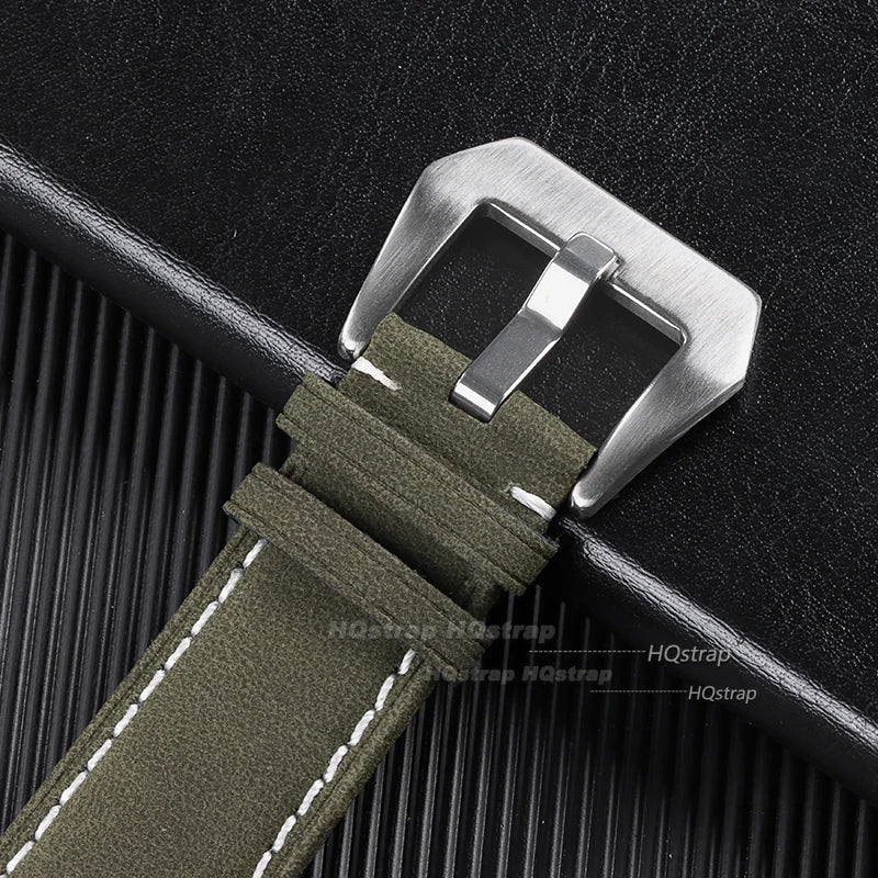 Vintage Matte Leather Watchband Strap 18-24mm Black Blue Brown Unisex