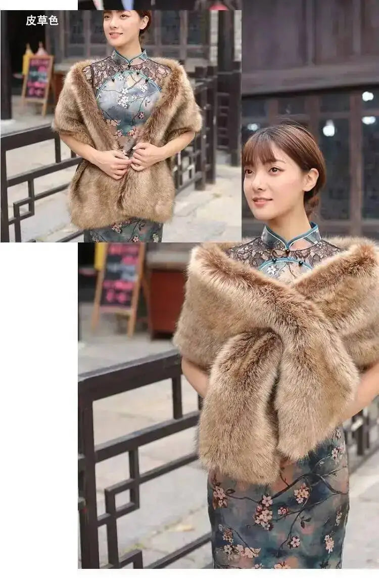 CowLost | 32-colors-165-30cm-women-luxury-warm-faux-fox-fur-shawl-winter-ladies-plush-scarf |22