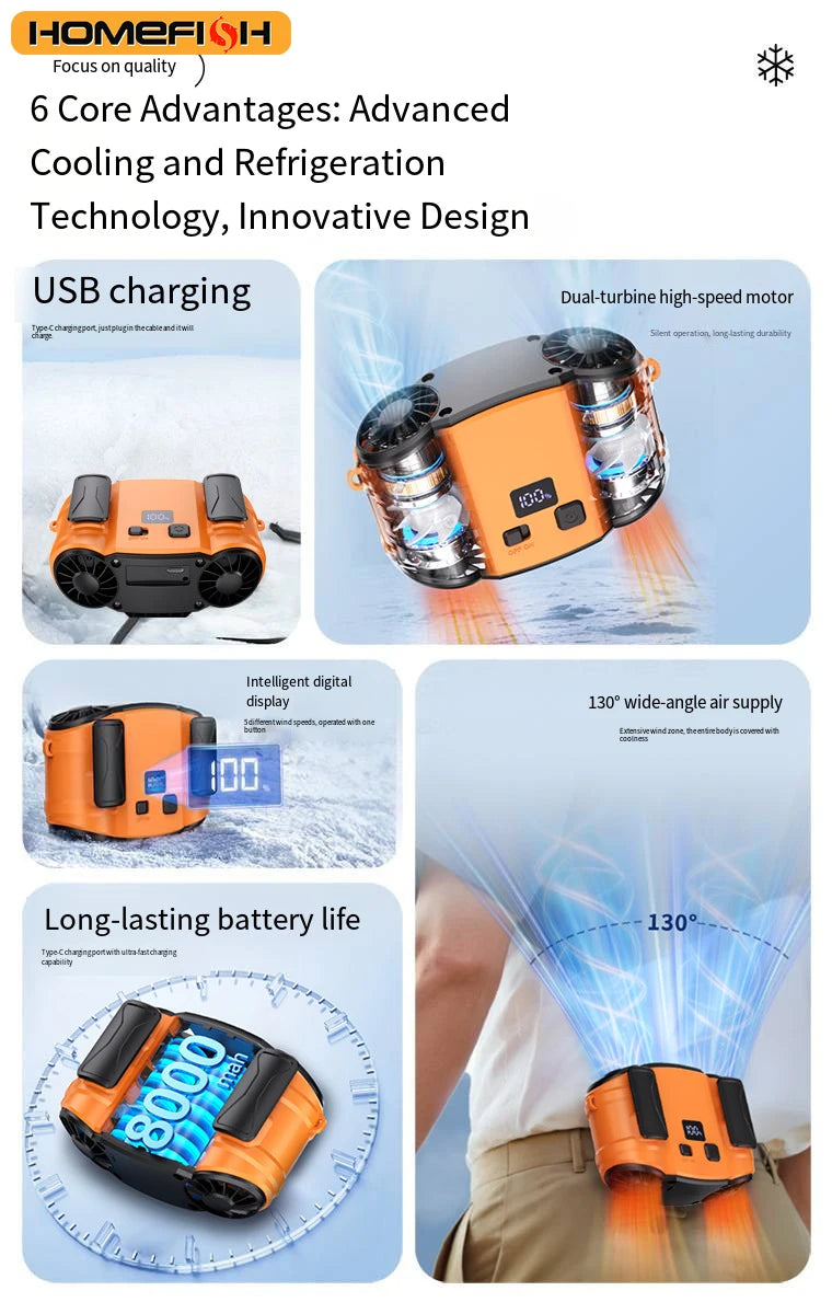 CowLost | product_id-portable-usb-rechargeable-mini-neck-fan-with-waist-clip-power-bank-led-light-for-outdoor-sports-and-camping |8
