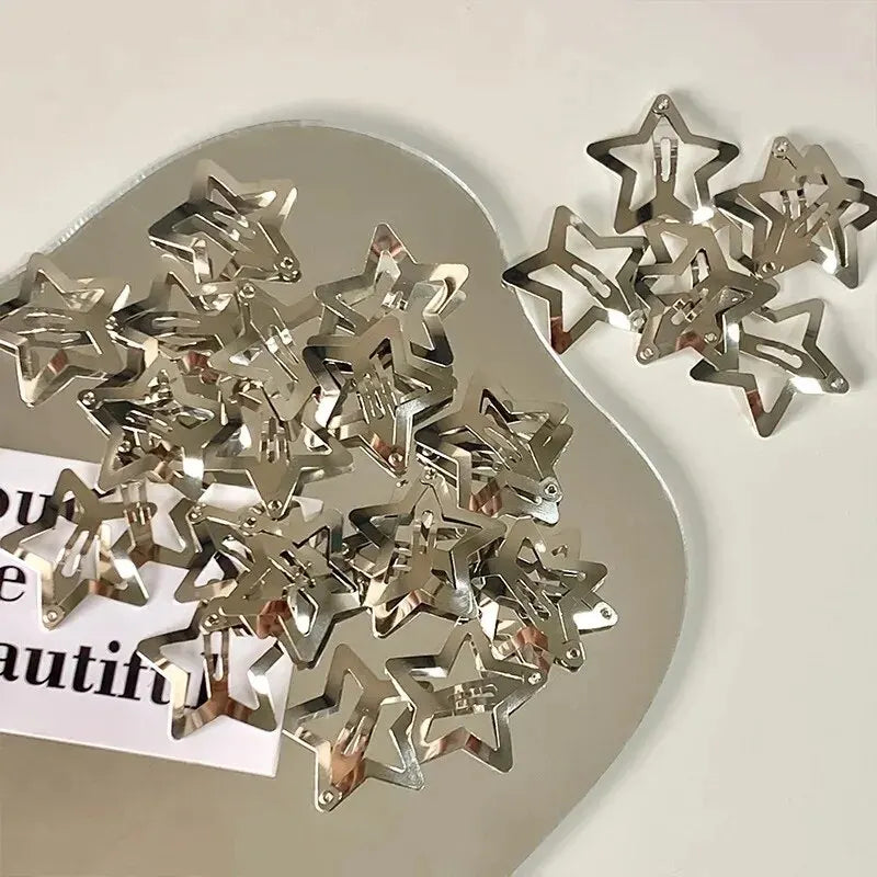 10/25/50/100/200pcs Sliver Y2K Star BB Hair Clips for Girls