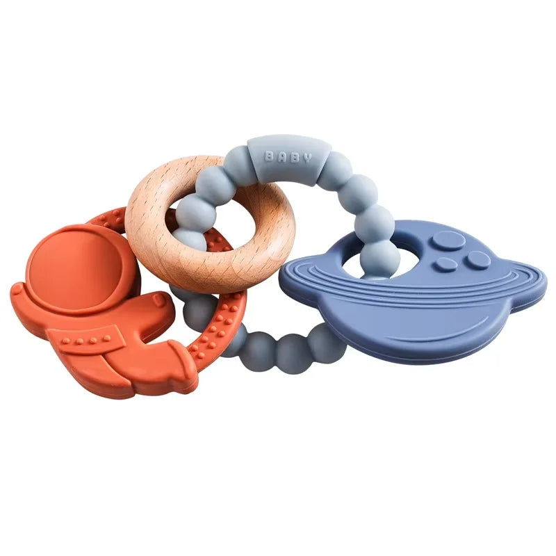 1pc Silicone Teether, Food Grade Baby 0-12 Toys