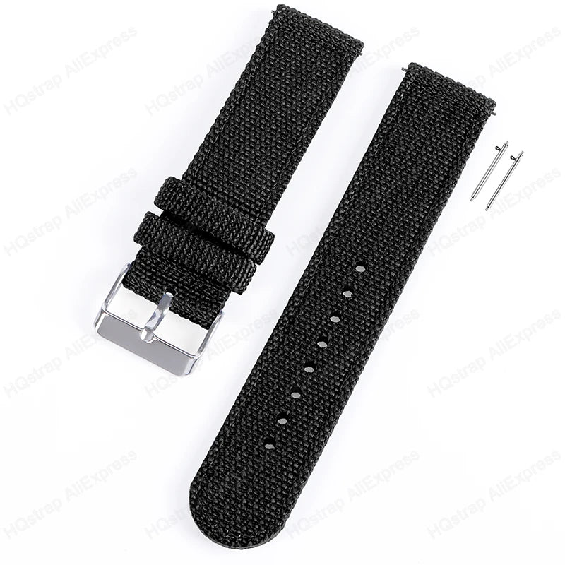 18mm 20mm 22mm Nylon Canvas Quick Release Strap for Samsung Galaxy Watch 4 5 3 Huawei