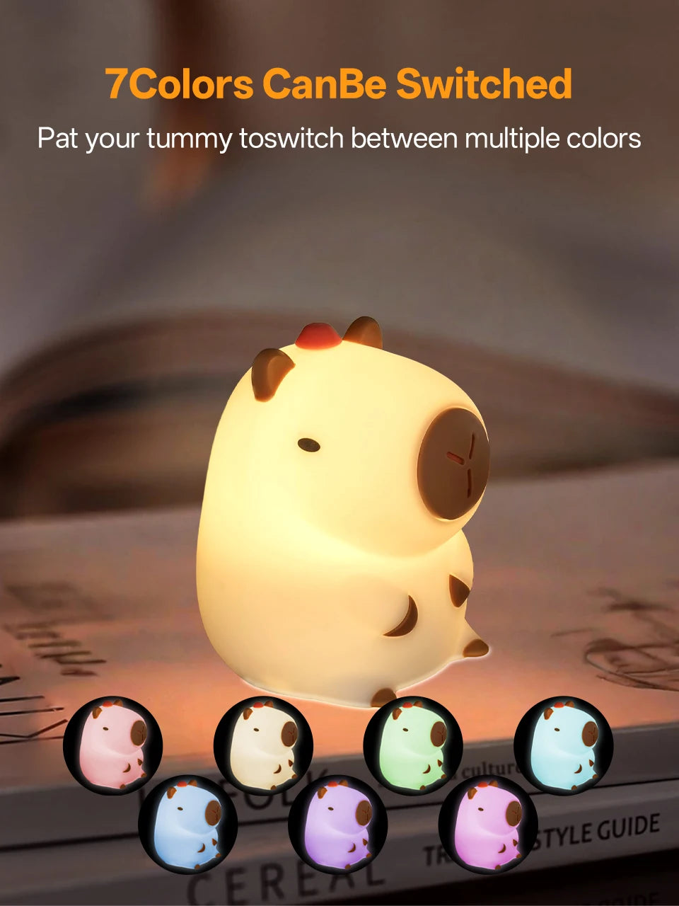 CowLost | product_id-pear-usb-rechargeable-7-color-dimmable-touch-silicone-pat-duck-night-light |22