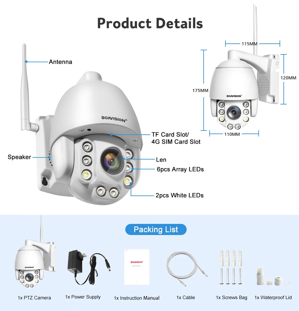 CowLost | wifi-ptz-ip-camera-8mp-5mp-5x-zoom-4g-two-way-audio-ai-auto-tracking-wireless-camera-outdoor-60m-ir-video-home-security-camera |17