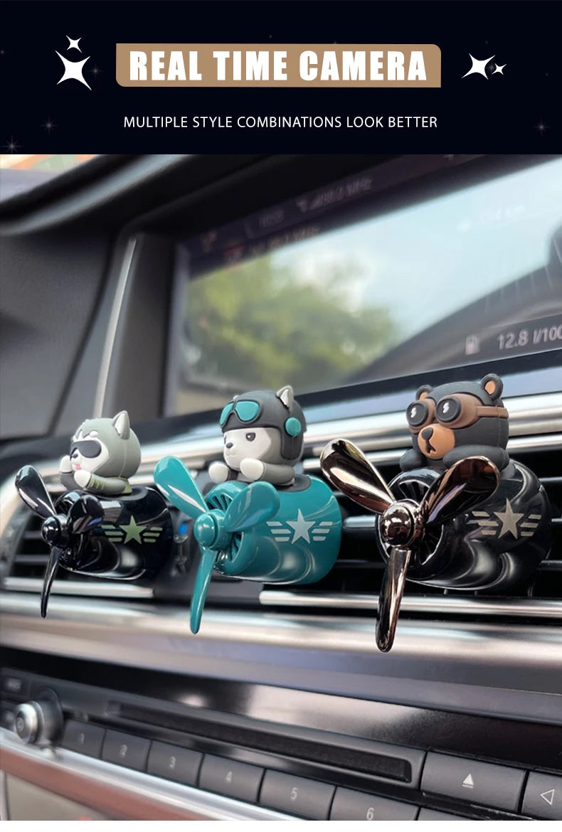CowLost | product_id-rotating-pilot-bear-car-air-freshener-vent-clip-ocean-scent-diffuser |12